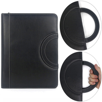 Carpeta de cartera ejecutiva de negocios de cuero negro Carpeta de documentos de archivo con cremallera con Bloc de notas