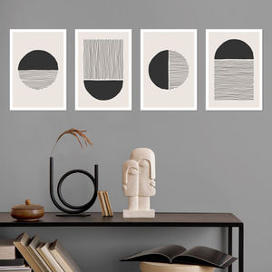 Imán colgante clásico negro Boho línea dibujo abstracto Metal cartel pared arte relleno fresco moderno hogar Decoración Metal impresiones - Product Image 4