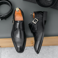 Herren Monkstrap-Schuhe mit Schnalle, Farbverlauf aus Gebürstetem PU-Obermaterial, Gummisohle, Formelle Business-Schuhe für den Alltag
