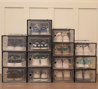 Boîte à chaussures transparente empilable en plastique, organiseur de rangement pour baskets, avec ouverture frontale, anti-poussière, avec couvercle