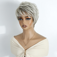 Pixie cheveux synthétiques perruque naturelle pour les femmes fibre résistante à la chaleur faite à la machine synthétique court Pixie perruques de cheveux synthétiques sans colle