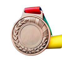 Médaille en alliage de zinc plaqué or, argent, bronze avec ruban, médaille de récompense sportive vierge pour marathon, sports scolaires, logo personnalisé
