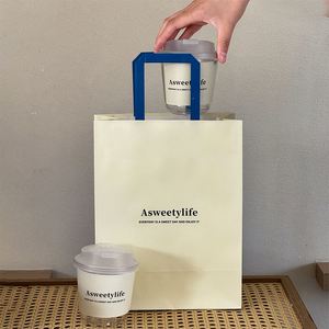 Sacs en papier kraft écologiques recyclables personnalisés avec poignées, style classique, pour l'emballage alimentaire et de gâteaux en supermarché, pour les promotions - Product Image 5