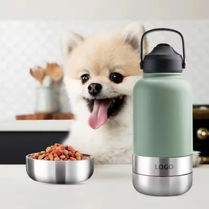 Custom logo 3 in 1 Style 32oz Portable Stainless Steel Pet <b>Feeder</b> Outdoor Travel Bowl Insulated Dog Water Bottle - Product Image 6