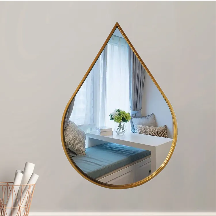 custom modern large irregular gold metal frame water drop full length body long decoration teardrop wall mirror espejo spiegel