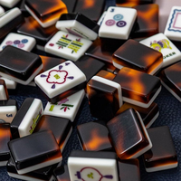 Jeu de Mahjong Personnalisé en Écaille de Tortue, Portable, Tuiles Acryliques à 3 Couches avec Illustrations Chinoises, OEM ODM