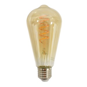 ST64 Dimmable <strong>LED</strong> <strong>Edison</strong> Bulb <strong>E27</strong>/<strong>E26</strong>/<strong>B22</strong> Glass Body with Spiral Flexible Soft <strong>Filament</strong> for Residential Use - Product Image 1