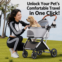 Poussette de luxe pliable pour animaux de compagnie, transporteur 2-en-1 détachable pour chiens et chats, chariot tout-terrain, logo personnalisé, usine OEM