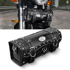 NiceCNC <span class=keywords><strong>moto</strong></span> <span class=keywords><strong>fourche</strong></span> renforcé Vintage <span class=keywords><strong>cuir</strong></span> reliure guidon sangles sac à outils Sissy Bar côté cadre sac pour Harley Dyna - Product Image 1