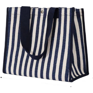 Thời trang <span class=keywords><strong>Canvas</strong></span> Tote Bag với sọc duy nhất dây đeo vai công suất lớn tái sử dụng lưu trữ túi cho văn phòng và sử dụng ngoài trời - Product Image 4