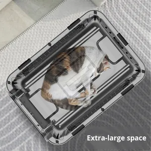 A206 Trasportino per Animali Domestici in Plastica PP Portatile e Traspirante Conforme IATA Gabbia da Viaggio per Cani e Gatti con Chiusura a Bottone per Trasporto Aereo Internazionale - Product Image 5
