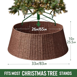 Collier de sapin de Noël en rotin en gros d'usine, jupe de sapin de Noël, décorations de Noël - Product Image 3
