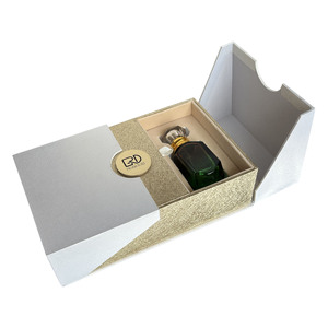 ROGOOD Coffret Cadeau Cosmétique de Luxe à Double Porte avec Extérieur <span class=keywords><strong>en</strong></span> Papier Texturé Blanc et Plaque Circulaire Intérieure Texturée Dorée P2150 - Product Image 6