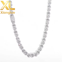 Chaîne Hip Hop personnalisée en argent sterling S925 avec motif chiffre 8 et moissanite taille carrée mélangée, accessoire de bijouterie pour homme