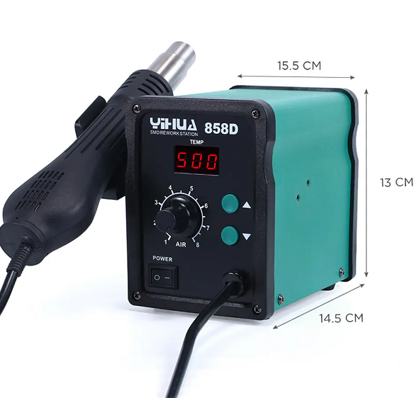 High Quality Yihua 858d Ac 220v Led Display Adjustable Temperature Hot Air Gun For Mobile Repair YIHUA858D