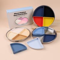 Assiette à dîner fonctionnelle en acier inoxydable de qualité alimentaire pour enfants, assiette en acier inoxydable colorée durable écologique 304 assiettes pour enfants