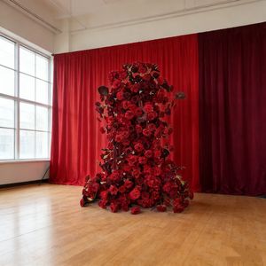 ดอกไฮเดรนเยียสีแดงเข้มประดิษฐ์สำหรับตกแต่งทางเดินงานแต่งงาน จัดดอกไม้สำหรับตกแต่งงานอีเว้นท์  ดอกไม้สีแดงเข้มสำหรับตกแต่งโต๊ะ - Product Image 4