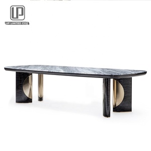 Luxury Family Room Furniture 8 Seater <b>Dining</b> <b>Table</b> with Chairs Rectangular Italian Marble Top <b>Dining</b> Room Sets - Product Image 5