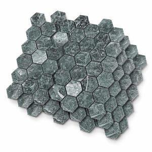 Mosaico Hexagonal de Mármol Verde Oscuro, Mosaico de Mármol Verde para Pared, Mosaico de Mármol Hexagonal Montado en Malla - Product Image 4