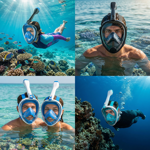 Máscara <span class=keywords><strong>de</strong></span> Snorkel con Vista Panorámica Completa, Equipo <span class=keywords><strong>de</strong></span> Natación Impermeable con Sistema Dry Top, Soporte <span class=keywords><strong>de</strong></span> Cámara Integrado Desmontable para <span class=keywords><strong>Buceo</strong></span> - Product Image 3