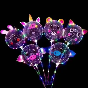 LED transparente Bobo Ballon Ball Cartoon Aufkleber leuchtende Netz rot Bobo Ballon Geschenk