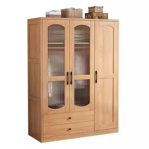 Armario de Madera Maciza, Estilo Japonés Minimalista Moderno, Mueble de Almacenamiento para Dormitorio, Diseño de Puerta Abatible, Ideal para Apartamentos Pequeños - Product Image 4