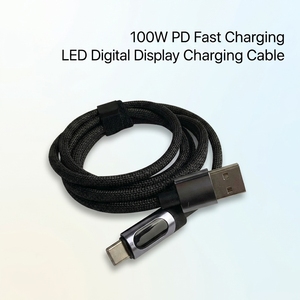 Cable <span class=keywords><strong>USB</strong></span>-<span class=keywords><strong>C</strong></span> <span class=keywords><strong>a</strong></span> <span class=keywords><strong>USB</strong></span>-<span class=keywords><strong>A</strong></span> con Pantalla LED Digital, Carga Rápida de 100W 3A, Trenzado de Nailon para iPhone y Computadora - Product Image 3