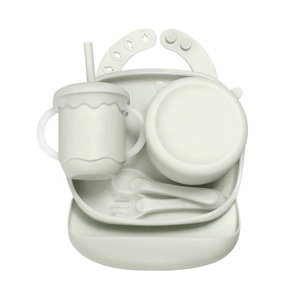 Dîner de voyage dix pièces <span class=keywords><strong>anti</strong></span>-déversement personnalisé vaisselle pour enfants et tout-petits ensemble de bols pour bébé assiettes en silicone avec ventouse - Product Image 3