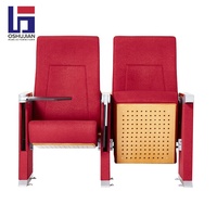 Chaises d'auditorium modernes en tissu avec microphone et tablette d'écriture pour églises et théâtres
