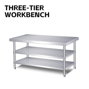 Mesa de Trabajo de Acero Inoxidable 304 de 3 Niveles - Mesa de Trabajo de Cocina de Grado Industrial con Estructura Resistente, Ideal para <span class=keywords><strong>Catering</strong></span>/Fábrica - Product Image 2