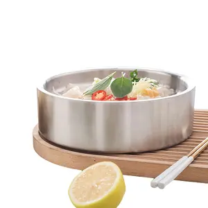 Hotel Restaurant Double Wall Stainless Steel 304 Kitchen Ware Insulation Ice Plate Salmon Plate Sashimi Sushi Plate cold Fresh
