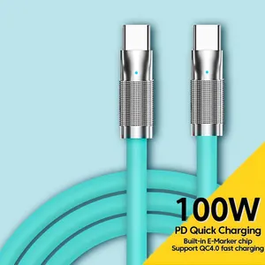 Silicone 120W 6A Super Fast Charge Usb C To C Usb Type C Cable Fast Charging For Android Phone