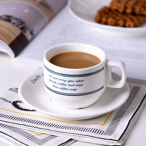 Juego de Taza y Platillo de Café Vintage, Taza de Cerámica con Letras Inglesas para Latte - Product Image 2