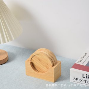 Posavasos redondos de bambú, aislantes del calor, antideslizantes, para café, té, uso doméstico, juego de cuatro - Product Image 2