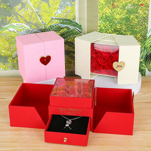 Coffret Cadeau Fête des Mères en Gros, Boîte Romantique Saint-Valentin <span class=keywords><strong>Neuf</strong></span> Roses, Boîte à Bijoux Bague et Collier - Product Image 1