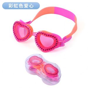 Lunettes de natation anti-buée couleur bonbon pour enfants équipement universel de dessin animé incrusté de diamants en gros - Product Image 5