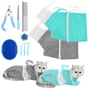 Vente en gros d'ensemble de sacs de bain pour chat sac de toilettage pour chat <span class=keywords><strong>anti</strong></span>-rayures pour peigne à brosse de lavage pour animaux de compagnie - Product Image 1