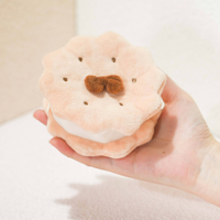 Porte-clés OEM en peluche douce en forme de biscuits, porte-monnaie 2-en-1, pochette en peluche brodée, porte-clés portefeuille en peluche, cadeau breloque