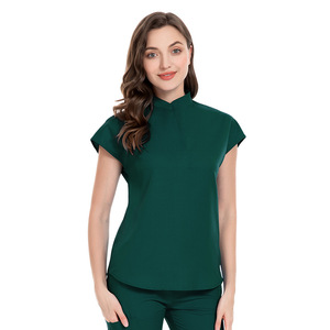 Élastique Séchage Rapide Médecin Soins Infirmiers Clinique Dentaire Salon de Beauté Spa Opération Scrubs Costume Logo Personnalisé Femmes Rayonne Scrubs Uniforme Ensemble - Product Image 4
