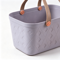 Panier portable grande capacité avec poignée en plastique pour pique-nique et rangement alimentaire domestique