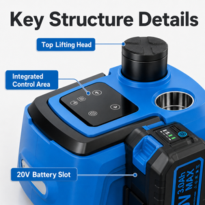 Martinetto Idraulico Senza Fili 20V a Batteria al Litio da 5 Tonnellate con Luce LED per Sollevamento Auto d'Emergenza Stradale - Product Image 6
