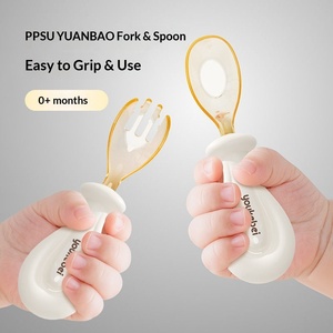 Productos para Bebés al por Mayor, Vajilla Infantil de PPSU sin BPA, Juego de Cubiertos de Dibujos Animados con Tenedor y Cuchara para Niños - Product Image 1