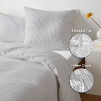 Ensembles de housses de couette LightComforter Sacs d'emballage pour couvertures de couette Ensemble de housses de couette texturées Queen Size Waffle Weave