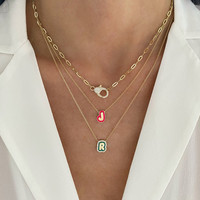 Nom personnalisé Collier Pendentif Avec Zircone Pour Bijoux De Noël Cadeau Personnalisé Simple Lettre Émail Initiales Lettre Collier