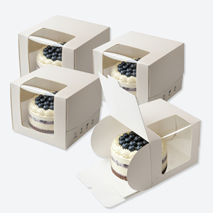 Scatola di Cartone Rettangolare Trasparente Personalizzata Bianca per Torte, Confezione Portatile per Fette di Torta - Product Image 5