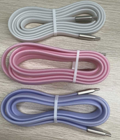 Câble plat en silicone double USB-C vers Type-C de 1 m, charge rapide 6A pour iPhone, téléphone portable/tablette