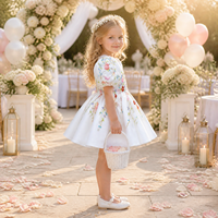 Robe de Demoiselle d'Honneur Blanche de Fête et de Mariage à Manches Courtes, Appliqués Floraux, Fait Main, Qualité Supérieure, Personnalisée, Dos en V, Collection Été Tendance