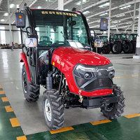 Tracteur agricole diesel multifonction mini 4x4 50 CV avec cabine, pompe PTO et boîte de vitesses à entraînement par engrenages, économie d'énergie, garantie 1 an