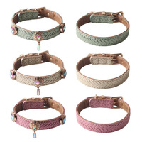 Nouveaux produits pour animaux de compagnie, collier pour chien en PU de style princesse scintillant de Zhejiang avec boucle en métal pour chiots