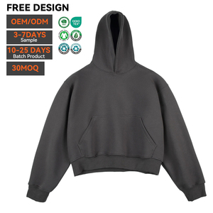Sweat à capuche OEM en coton 500 g/m², coupe ample basique, en molleton bouclette, couleur unie, épais, avec logo personnalisé, haute qualité, pour homme - Product Image 4